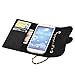 Galaxy S4 Case ,OMIU(TM)Deluxe Superior Soft Grid PU Leather Lady Style Handbag Clutch Wallet Crystal Camellia Pendant Pattern Case Cover with Credit Card Slots For Samsung Galaxy S4 i9500(Black),Sent Screen Protector+Stylus+Cleaning Cloth
