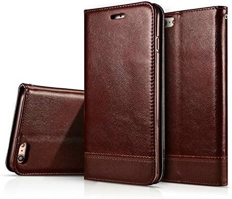 iPhone 6S/6 Case, Soft Inner 2 Cards Holder Flip Stand with Magnetic Closure + Screen Protector for Apple iPhone 6s iPhone 6 (Brown)