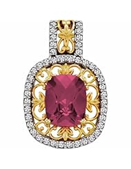 18K Two-Tone Gold Antique Cushion Cut Rhodolite Garnet and Diamond Pendant -- LIFETIME WARRANTY