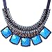 Wide Bold Chunky Multiple Layers Beaded Square Stone Pendant Bib Necklace