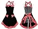 Kathson lovely princess rural style Cotton Grid Pattern Working Chefs Kitchen Cooking Cook Womens Ladies Fancy Maid Set Apron with Bowknots Pockets Design Great Gift For Wife Daughters Ladies (Black with Red)