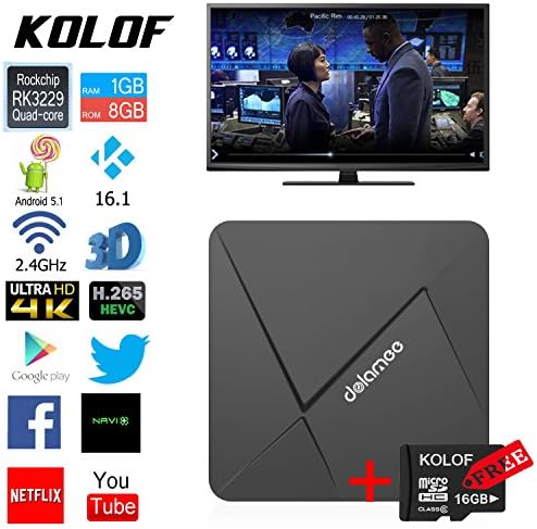 KOLOF D5 OTT TV Box Rockchip RK3229 Quad-core Cortex A7 Android 5.1 KODI 16.1 1G RAM 8G ROM Streaming Media Player with 16GB TF Card