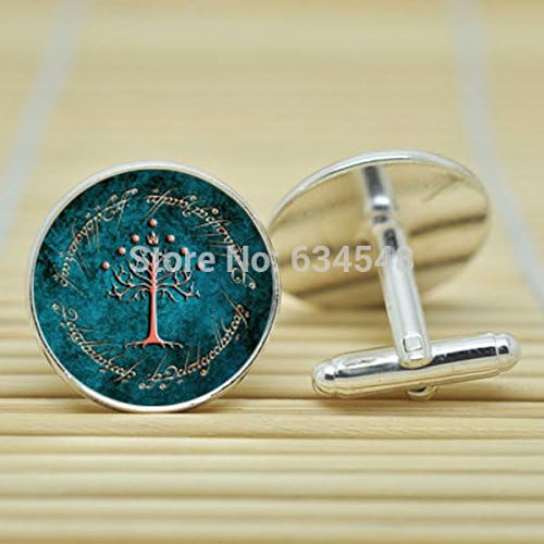 Pretty Lee The White Tree Gondor Lord In Silver Cufflinks Glass Cabochon Cufflinks C3740