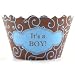 Bella Cupcake Couture Olivia Blue and Brown It's a Boy Cupcake Wrapper, Set of 12