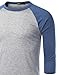 LE3NO Mens Casual Slim Fit 3/4 Sleeve Raglan T Shirt