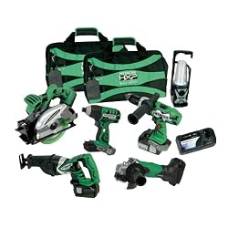 Hitachi KC18DG6L 18-Volt Lithium-Ion Tool Combo Kit, 6-Piece