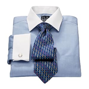 Traveler Pinpoint Solid Spread Collar,French Cuff Dress Shirt