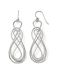 14k White gold Leslies Polished and Diamond-Cut Shepherd Hook Earrings