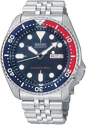 SEIKO Men's Stainless Steel Automatic Diver's Watch with Dark Blue Dial. Model: SKX175-WF