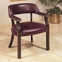 Burgundy Vinyl Guest Chair in Mahogany Finish by Coaster