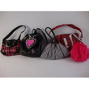 A Set of 5 Handbags, Purses and Backpacks Made to Fit the Barbie Doll by Olivia's Doll Closet