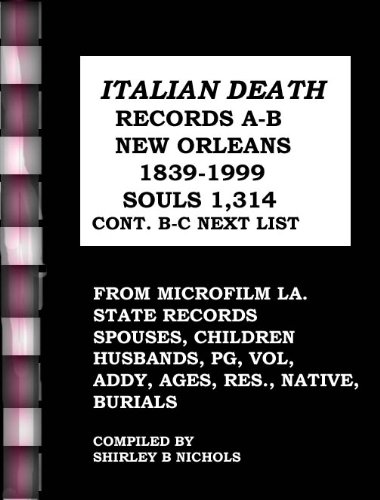 ITALIAN DEATH RECORDS A-B-NEW ORLEANS-1839-1999