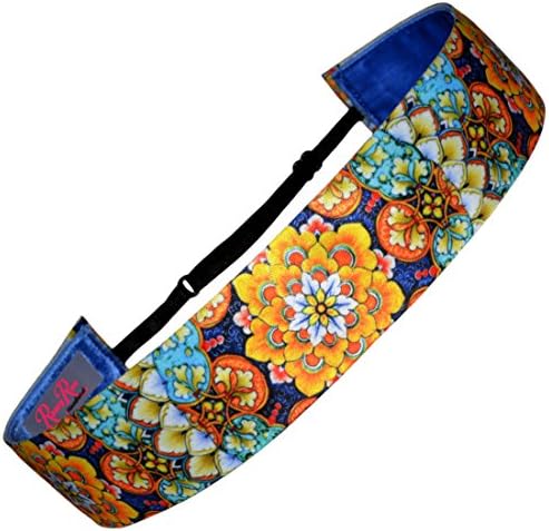 RazzyRoo Headbands Adjustable Non Slip Headband Majolica Design 1-1/2" Wide