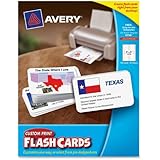 Avery Custom Print Flash Cards, 3 x 5 Inches, for Inkjet and Laser Printers, 100 Pack (04750)