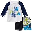 Charlie Rocket Baby-boys Infant Rash Guard with Ship and Pirate Short