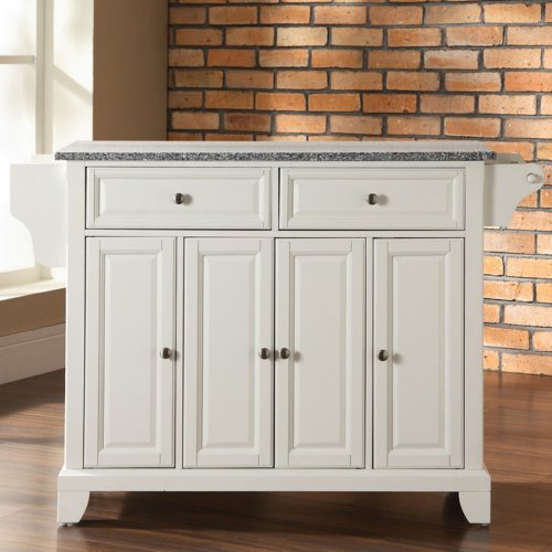 Crosley Furniture Newport Solid Granite Top Kitchen Island in White Finish On Sale