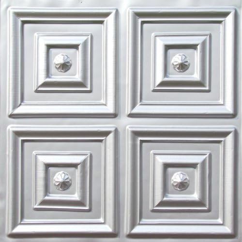 Tin Ceiling Tiles 2x2 Flat #112 Silver by Ceiling Tiles by Us Cheapest Modern Plastic FIRE Rated Can Be Glued On,Nail On,Tape On,Staple on Any Flat Surface