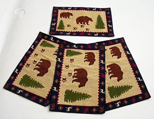 Brown Bears Western Design Jacquard Place-mats, set of 4, 13x19 inches