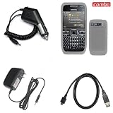 Nokia E72 Combo Premium Feel Clear Silicon Skin case Faceplate Cover + Rapid Car Charger + Home Wall Charger + USB Data Charge Sync Cable for Nokia E72 + Free LiveMyLife Wristband