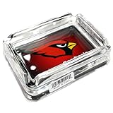 Image Arizona Cardinals Glass Ashtray - Dimensions 3 Inch x 4 Inch - Simulated Black Velvet Botton