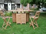 Teak Folding Bar & 4 Folding Bar Stools Manufactured From Top Grade Indonesian Teak