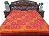 Indiatrendzs Bedding set 100% Cotton Bedsheets Orange Red Floral Printed Queen Size Bed Cover with 2 Pillow Covers