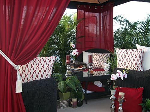 Patio Pizazz Indoor Outdoor Gazebo Patio Drapes, Red (50" wide x108"L) Caribbean Collection