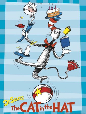 Cat in the Hat Art Poster Print by Theodore (Dr. Seuss) Geisel, 18x24