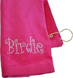 Navika Crystal Embellished Birdie Fuschia Golf Towel