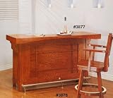 Mission Style Oak Finish Wood Bar Unit w/Wine Rack & Sink