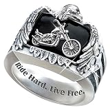 Ride Hard, Live Free Men's Biker Ring - size 14