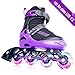 PAPAISON Adjustable Inline Skates for Kids and Adults with Full Light Up Wheels, Outdoor Blades Roller Skates for Girls and Boys, Men and Women