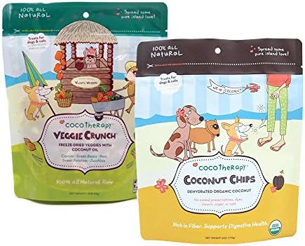 CocoTherapy Pet Treat Bundle: 1 bag of Coconut Chips &amp; 1 bag of Veggie Crunch Treats