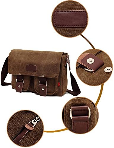 TONGEE Men's Messenger Bags Vintage Canvas Shoulder Bag Hiking Satchel Travel Bags (Coffee)