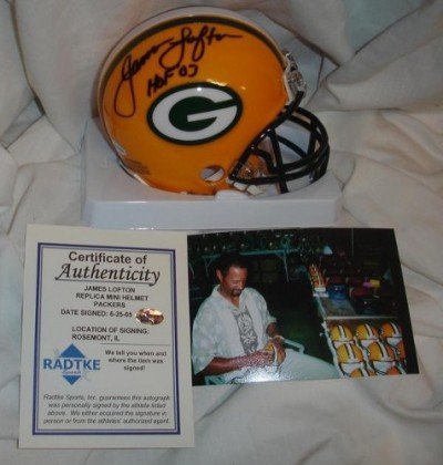 James Lofton Autographed/Hand Signed Green Bay Packers Mini Helmet with HOF 03 Inscription