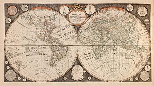 Map of World Poster Art Print B 42"x24"