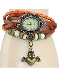 R.M. Fashion Lady Weave Leather Wrap Around Bracelet Watch,U28 (Orange)