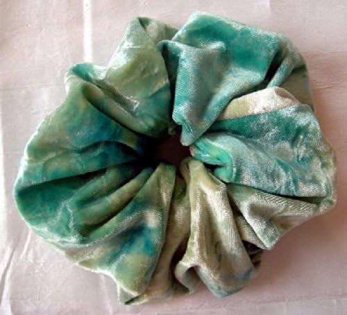 Aqua Tie-Dye Velvet Hair Scrunchy-Large