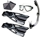 Body Glove Body Glove Professional Scuba or Snorkeling Snorkel Set , Silver, Medium/X-Large