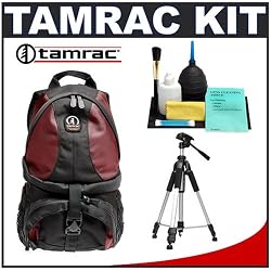 Tamrac 5546 Adventure 6 Digital SLR Camera Bag (Red) + Tripod + Accessory Kit for Canon EOS 7D, 5D Mark II III, 60D, Rebel T3, T3i, Nikon D3100, D3200, D5100, D7000, D800, A35, A55, A57, A65, A77 Digital SLR Cameras