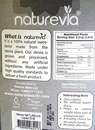 Naturevia Stevia Drops Liquid Sweetener 3 Bottles of 1 Oz ml Total 3 Oz, No Glycerin, No alcohol , No Corn Fillers. Natural Sugar Substitute.No Aftertaste. Liquid Drops