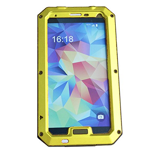 ELECDAY[TM] Metal Corning Gorilla Glass Shockproof/dustproof/weatherproof Military Heavy Protection Hard Cover Skin Case Pouch Shell Membranes for Samsung Galaxy S5 Sv G900 I9600 (Yellow)