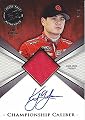 AUTOGRAPHED Kyle Larson 2015 Press Pass Racing CHAMPIONSHIP CALIBER (Red Firesuit) Relic Memorabilia Rare Relic NASCAR Collectible Trading Card (#5 of only 5 produced!)