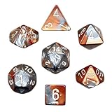 Polyhedral 7-Die Gemini Dice Set - Copper-Steel with White