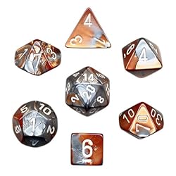 Polyhedral 7-Die Gemini Dice Set - Copper-Steel with White