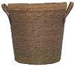 Country Cotton Lined Rush Hamper Basket w/ Tweed Edge 18"D 17"H