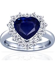 Platinum Heart Cut Blue Sapphire Ring With Sidestones