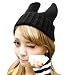 LOCOMO Women Girl Cute Devil Horn Cat Ear Slouchy Knit Beanie Crochet Rib Hat Cap Warm FAF033