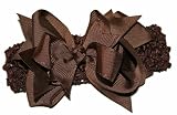 Lg GrosGrain Hair Bow Headband ~ Brown