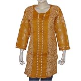 Women's Clothing Top Kurti India Cloth Chikan Embroidery Size S